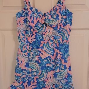 Floral Blue and Pink Romper
